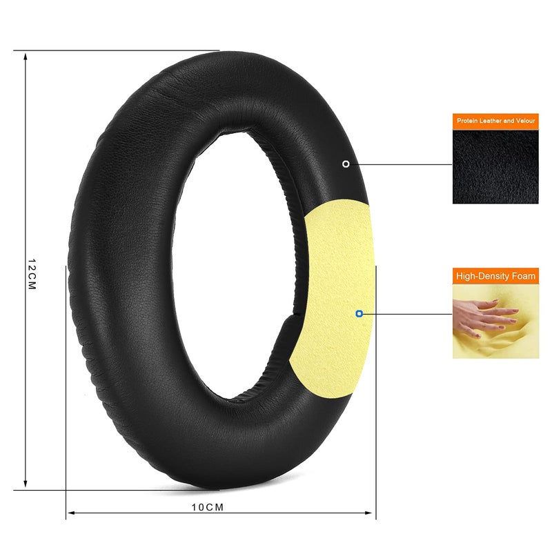 Defean Replacement Ear Pads and Headband Compatible with Sennheiser PC350 HD380 Pro Headphones Earpads/Cushion/Bumper/Cover/Cups/Foam (Protein Leather Ear Pads+Headband) - Image 2